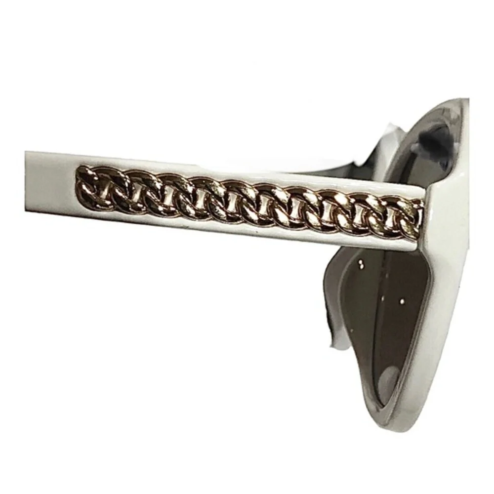 Tahari glamorous Jackie-o style white gold chainlink oversized oval‎ sunglasses